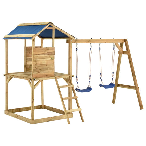 vidaXL Speelhuis met schommels en ladder geïmpregneerd grenenhout